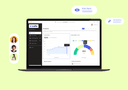 Krofile desktop dashboard mockup with analytics, visitor data, and CRM tools for business growth tracking.