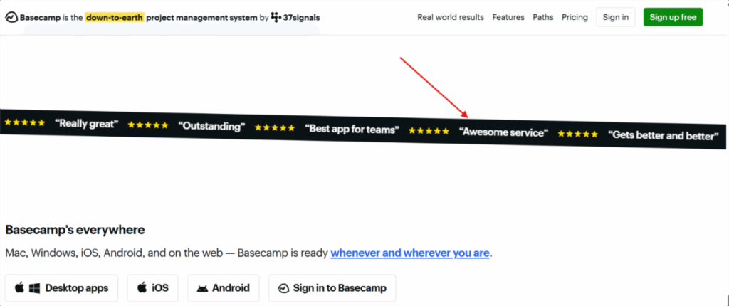 a screenshot of a web page Displaying Reviews Effectively